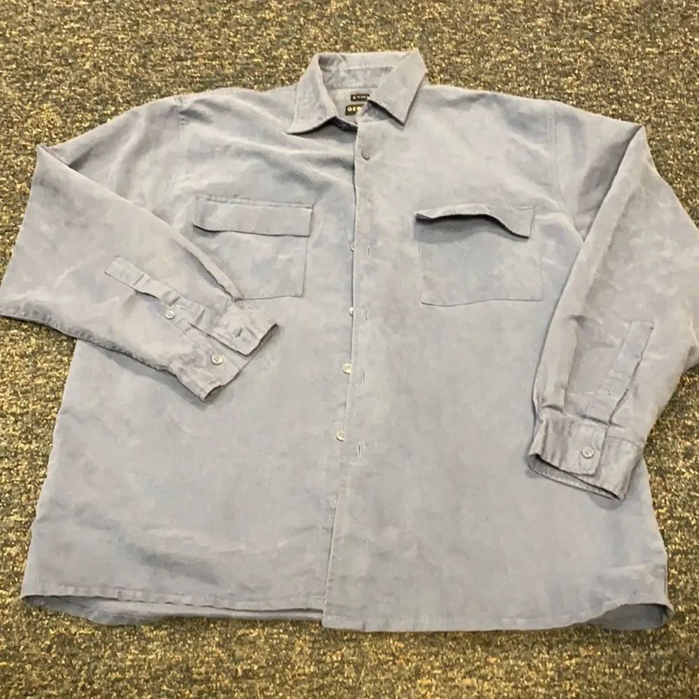 George Light Blue Suede Button Down Shirt sz. 42
